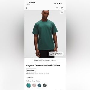 lululemon athletica Green Short Sleeve Tee NWT